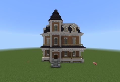 Victorian Minecraft Houses, Easy Minecraft House, Minecraft Houses Easy, Minecraft House Tutorial, Second Empire House, Empire House, House In Minecraft, House Tutorial, Minecraft House Tutorials