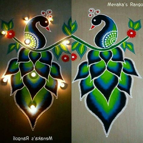 Narkchaturthi Rangoli, Peackok Rangoli Designs, Rangoli Designs Pickock, Peacoke Rangoli Design, Rangoli Pickock, Peackok Rangoli Design, Freestyle Rangoli Designs, Pickock Rangoli, Rangoli Making Video