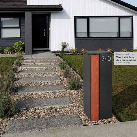 Driveway Tiles, Modern Driveway, Outdoor Improvements, Number Ideas, Front Garden Design, Door Dimensions, Front Yard Design, Fire Pit Area, House Number Sign