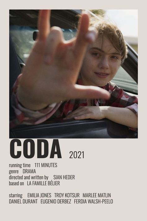 Coda Movie Minimalist 90s Poster #coda #asl #oscars #polaroidposters #minimalistposters #movieposters #90sposter Coda Movie, Movie Minimalist, 90s Poster, Emilia Jones, Marlee Matlin, Minimalist 90s, Netflix Hacks, Drama Ideas, Polaroid Poster