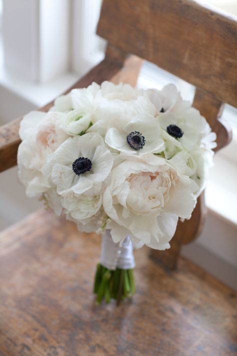 White Anemone Bridesmaid Bouquet, Simple Anemone Bouquet, Peony Anemone Bouquet, White Poppies Bouquet, White Summer Bouquet, Anemone And Ranunculus Bouquet, Peony And Anemone Bouquet, White Poppy Bouquet, Anemone Flower Bouquet