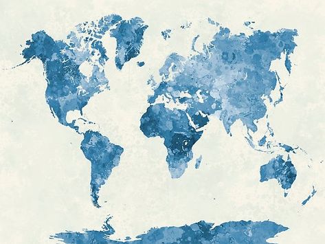 World map in watercolor blue painting abstract splatters • Millions of unique designs by independent artists. Find your thing. Green Art Abstract, World Map Tapestry, Space Tapestry, Blue World, Green Art Print, Watercolor Green, World Map Canvas, Green Paintings, Blue Abstract Art