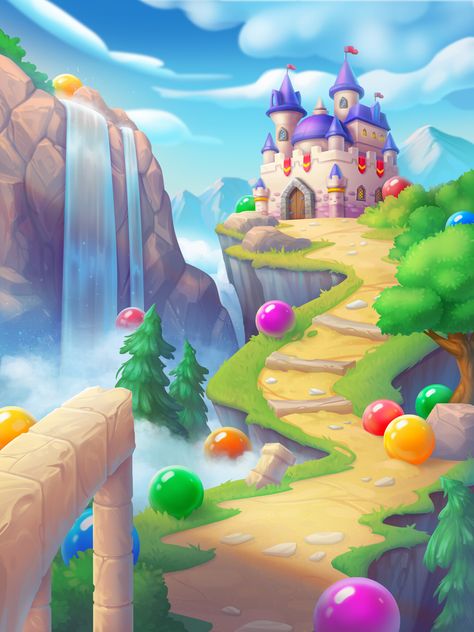 ArtStation - Bubble shooter games, YuG Yulia Gasporevich Game Art Background, King Arthur Characters, Batman Book, Game Art Environment, Shooter Games, Balloon Games, Match 3 Games, Bubble Shooter, Boho Art Drawings