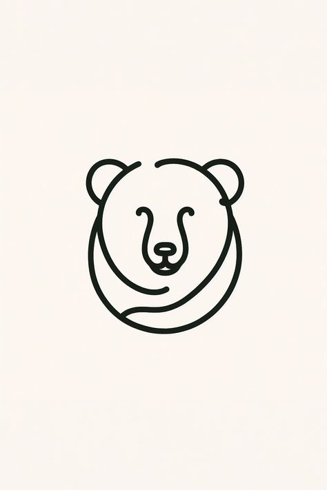 One-line logo bear design  #wprime #wprimewebagency #logo #logobear #bear Bear Logo Design Graphics, Line Bear Tattoo, Simple Bear Tattoo, Polar Bear Outline, Bear Minimalist, Moose Tattoo, Bear Logo Design, Bear Icon, Mom Daughter Tattoos