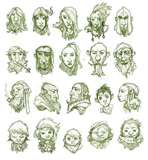 Gnomes and Halflings!! #dnd #WOTCstaffpic.twitter.com/BNzoWojMjY Richard Whitters, Gnome Character Design, Character Head, Miniature Design, Fantasy Drawings, Unique Drawings, Arte Cyberpunk, Cartoon Sketches, Head Shots