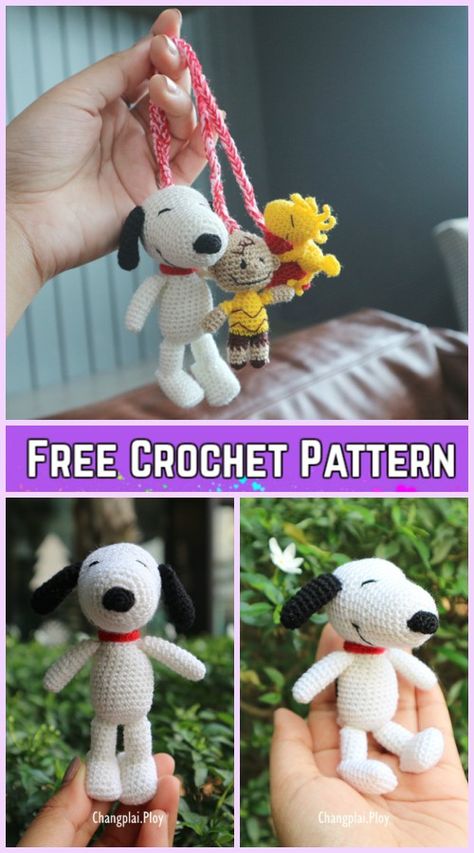 Crochet Snoopy, Amigurumi Pattern Free, Snoopy Plush, Crochet Animals Free Patterns, Easy Crochet Projects, Crochet Amigurumi Free Patterns, Crochet Amigurumi Free, Crochet Diy, Crochet Dog