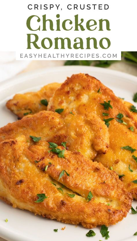 Cheesecake Factory Reisling Chicken Recipe, Chicken Romano Recipe, Crusted Chicken Romano, Chicken Romano, Romano Chicken, Chicken Breast Cutlets, Crispy Chicken Recipes, Restaurant Style Recipes, Chicken Breast Cutlet