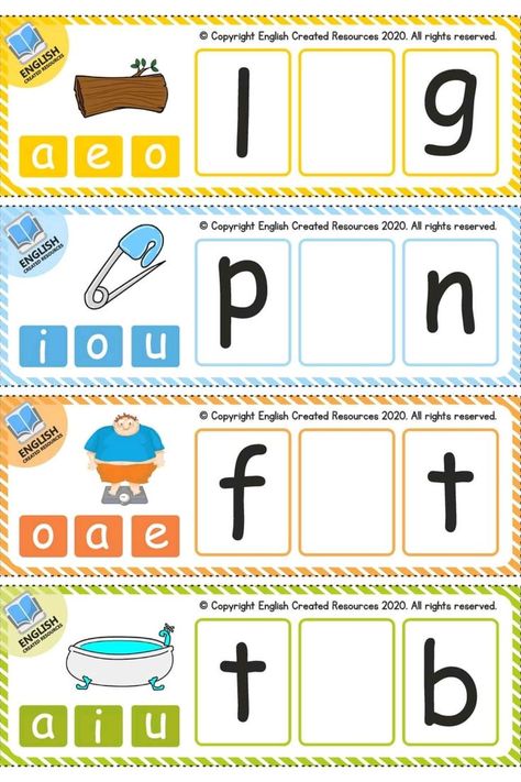 CVC word activity for kindergarten kids to practice reading short vowel words and finding the missing vowel sound. Phonics Blends Worksheets, Vowel Sounds Activities, How To Teach Phonics, Short Vowel Activities, Kindergarten Word Families, Jumbled Words, Phonics Reading Passages, Activity For Kindergarten, Cvc Words Worksheets