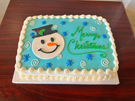 Winter Sheet Cake, Winter Vbs, Winter Cakes, Blue Snowman, Winter Cake, Sheet Cake, Winter Theme, Themed Cakes, Cake