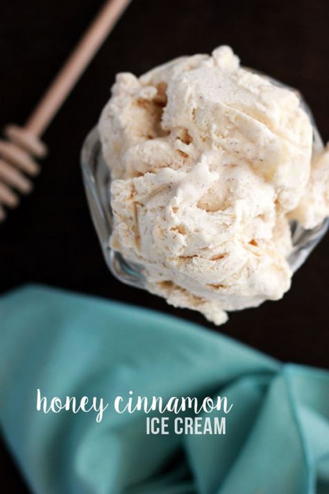 Honey Cinnamon Ice Cream - Easy ice cream with a soft flavor. #icecream #recipe #homemadeicecream #cinnamon #honey #dessert Honey Gelato, Turtle Ice Cream, Honey Dessert, Churn Ice Cream, White Chocolate Raspberry Cheesecake, Vanilla Honey, Chocolate Raspberry Cheesecake, Cinnamon Ice Cream, Cinnamon Honey