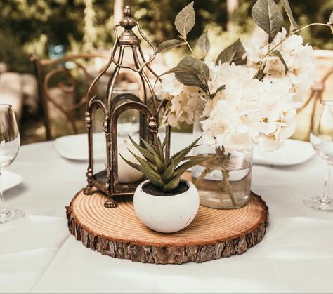 Our real wood slice centerpieces are a must have for wedding centerpieces! They’re also perfect for woodland baby showers, cake stands, cupcake stands, plate chargers, home decor, arts and crafts & so much more! Wood Slices Wedding, Wood Slice Centerpieces, Large Wood Slices, Rustic Cake Stands, Rustic Wedding Decorations, Wood Centerpieces, Tafel Decor, Tree Slices, Rustic Cake