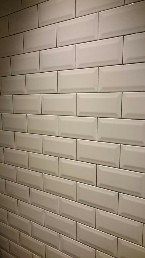 Tiles Black Grout, Tiles With Black Grout, White Tiles Black Grout, Cream Tile, Black Grout, Grey Grout, Metro Tiles, Beige Bathroom, Brick Tiles