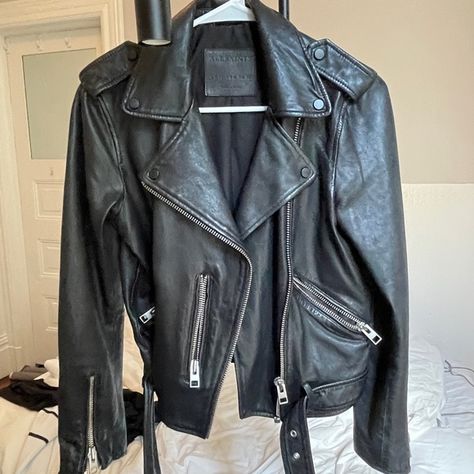 AllSaints Leather Jacket All Saints Aesthetic, Allsaints Leather Jacket, Saints Aesthetic, Allsaints Leather, All Saints Leather Jacket, Famous Outfits, Leather Jacket Outfits, Yellow Shirts, All Saints