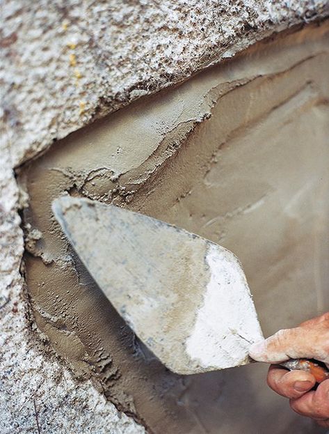 How to Repair Stucco - This Old House Diy Stucco Exterior, Stucco Patch, Repair Cracked Concrete, Stucco Repair, Plaster Repair, Boston House, Stucco Siding, Stucco Texture, Roofing Nails