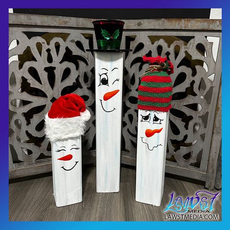 An adorable set for your front porch this holiday season!The set includes:one (1) Winter hat snowman (approx.16" tall)one (1) Santa hat snowman (approx.11" tall)one (1) Top hat snowman (approx.21" tall).These are hand painted and weather protectedPerfect for inside or out! Snowman Porch Sign, Snowman Porch Decor, Painted Items, Porch Sign, Porch Signs, Porch Decor, One 1, Winter Hat, Top Hat