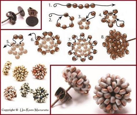 Anting Manik, Beaded Earrings Tutorials, Beaded Earrings Diy, Seed Bead Patterns, Beaded Jewelry Tutorials, Seed Bead Tutorial, Beaded Earrings Patterns, Beadwork Patterns, Earring Tutorial