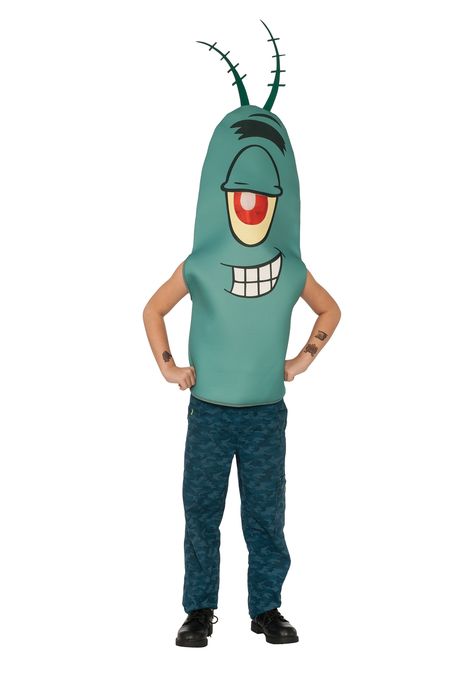 Child Spongebob Squarepants Plankton Costume Plankton Costume, Spongebob Halloween Costumes, Spongebob Costumes, Spongebob And Patrick Costumes, Diy Spongebob, Spongebob Shows, Adult Costumes Diy, Diy Baby Halloween Costumes, Spongebob Halloween