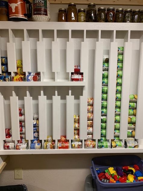 Small Kitchen Storage Hacks, Canned Good Storage, Diy Food Storage, Pantry Closet Design, Diy Pantry Organization, Ikea Kitchen Island, Canned Food Storage, Kitchen Storage Hacks, Desain Pantry