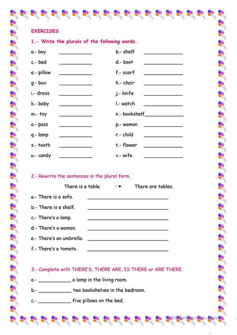 PLURAL RULES AND EXERCISES - English ESL Worksheets for distance learning and physical classrooms Kid Worksheets, Common Nouns Worksheet, Plural Rules, 1st Grade Writing Worksheets, Practice English Grammar, Plurals Worksheets, Worksheets For Class 1, Language Arts Worksheets, Nouns And Pronouns