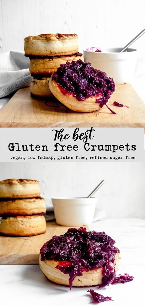 Vegan Crumpets, Gluten Free Crumpets Recipe, Fodmap Breakfast Recipes, Gluten Free Crumpets, Crumpets Recipe, Aussie Recipes, Crumpet Recipe, Vegan Breakfast Ideas, Low Fodmap Recipes Dinner