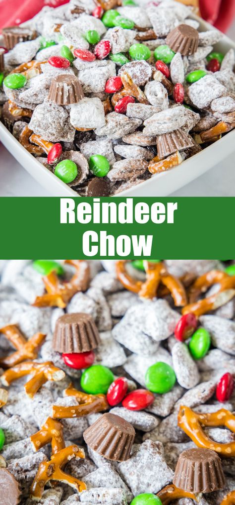 Reindeer Chow Recipe, Christmas Snack Mix, Reindeer Chow, Puppy Chow Chex Mix Recipe, Chex Mix Puppy Chow, Chow Recipe, Muddy Buddy, Puppy Chow Recipes, Easy Christmas Treats