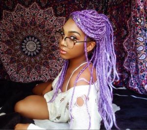 Purple Braids Styles: 35 Gorgeous Purple Braids Hairstyles - Part 6 Purple Box Braids, Purple Braids, Afro Braids, Blonde Box Braids, Short Box Braids, Long Box Braids, Try On Hairstyles, Box Braids Styling, Braid In Hair Extensions