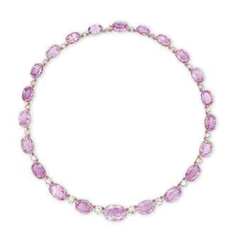 DELICATE TOPAZ AND DIAMOND NECKLACE Price realised HKD 1,460,000 USD 188,549 Estimate HKD 1,300,000 - HKD 1,800,000 (USD 167,762 - USD 232,286) Pink Topaz Necklace, Topaz Necklace, Pink Bling, Pink Topaz, 1 800, Pink Wedding, Pink Tourmaline, Diy Jewellery, Antique Jewelry