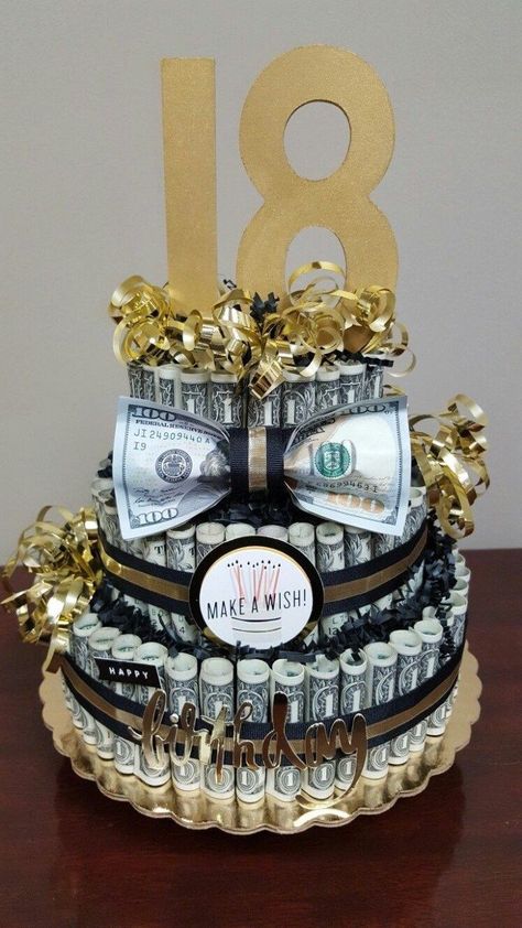 Money Birthday Cake, Money Birthday, Money Cake, Creative Money Gifts, Birthday Money, Birthday Gifts For Teens, 18th Birthday Gifts, 18th Birthday Party, Money Gift