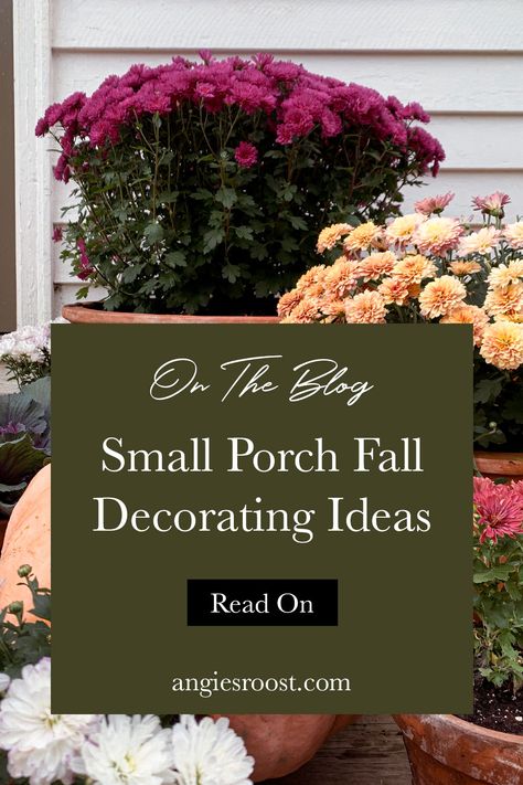 Welcome fall with open arms and decorate your small porch with vibrant mums and pumpkins! It's one of the classic small porch fall decorating ideas. A little creativity can go a long way in adding a cozy and inviting touch to your home. Mix and match different sizes and colors of pumpkins to create a stunning display, and add in some rustic decor pieces to complete the look. Visit the blog for more small porch fall decorating ideas using mums and pumpkins. Fall Front Porch Decor With Mums, Fall Porch Decor Mums, Mums And Pumpkins Front Steps, Fall Front Steps Decor, Mum And Pumpkin Front Porch, Decorate Small Porch For Fall, Burgundy Mums Fall Porch, Fall Outdoor Bench Decorating Ideas, Pumpkins On Porch Steps