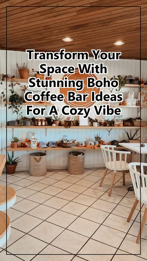 Transform your space into a cozy retreat with stunning boho coffee bar ideas. Discover how to blend natural textures, earthy colors, and eclectic decor to create a warm and inviting coffee nook in your home. From unique shelving to charming accessories, these ideas will inspire you to craft the perfect spot for your morning brew or afternoon pick-me-up. Embrace the bohemian aesthetic and elevate your coffee experience today! Boho Coffee Bar Ideas, Bohemian Coffee Shop, Boho Coffee Shop, Boho Coffee Bar, Coffee Shop Cozy, Unique Shelving, Coffee Bar Design, Unique Shelves, Bar Inspiration