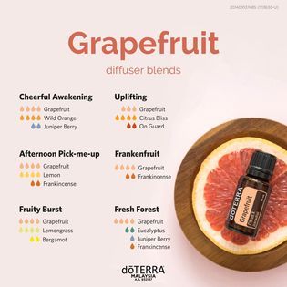 doTERRA Essential Oils Malaysia - Favored by many doTERRA friends and family, the Grapefruit essential oil is widely used as an air freshener due to its uplifting and cheering effects on our emotions🥰 Wish to experience additional mind and emotion benefits? You can diffuse Grapefruit essential oil with 🌿Frankincense, 🌿Ylang Ylang, 🌿Geranium, 🌿Lavender, 🌿Peppermint, 🌿Rosemary, and 🌿Bergamot essential oils. Or, you may try out the diffuser blend recipes from the image!😍 . . 📣📣Last chance to get #Grapefruit for #FREE by placing a minimum 125PV LRP order before 15/7/2022! Place your LRP order today to get this Product of the Month! #doTERRAMalaysia #doterramy #doterra #essentialoils #grapefruit #diffuserblends #GrapefruitDiffuserBlends | Facebook Grapefruit Essential Oil Blends, Grapefruit Essential Oil Benefits, Doterra Grapefruit, Grapefruit Benefits, Doterra Blends, Doterra Diffuser, Doterra Diffuser Blends, Doterra Oil, Bergamot Essential Oil