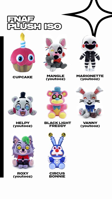 five nights at freddy's plush iso wishlist Fnaf Stuffed Animals, Five Nights At Freddy's Plushies, Diy Fnaf Plush, Fnaf Merch, Fnaf Plushies, Fnaf Plush, Freddy Plush, Cookbook Design, Fnaf Baby