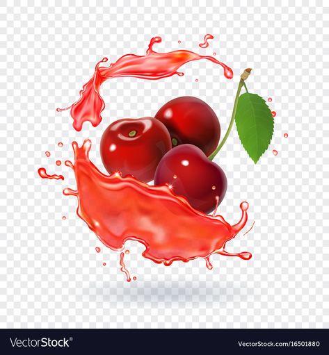 Juice Splash, Splash Vector, Juice Ad, Cherry Drink, Fruit Splash, Strawberry Kitchen, Fresh Cherry, Oil For Dry Skin, Food Clipart