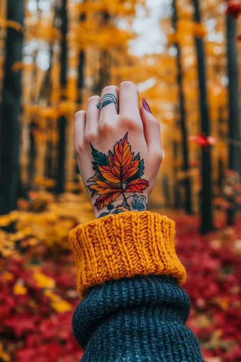 Fall Leaves Tattoo 19 Fall Tattoos For Women, Falling Leaves Tattoo, Fall Leaf Tattoo, Autumn Leaves Tattoo, Pinecone Tattoo, Fall Leaves Tattoo, Fall Tattoo, Leaves Tattoo, Autumn Tattoo