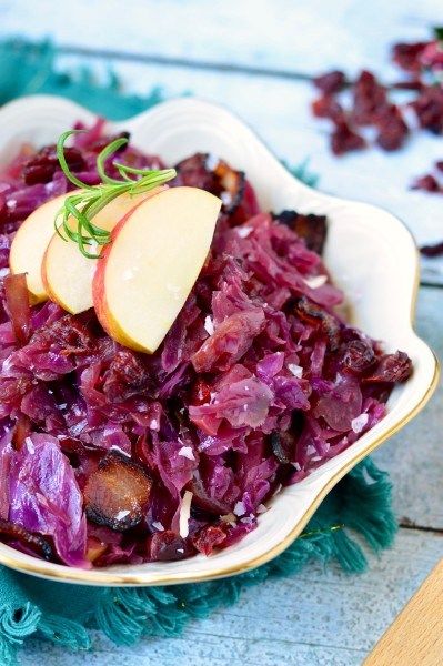 Bacon-Braised Red Cabbage with Apples | Real Food with Dana Red Cabbage With Bacon, Cabbage With Apples, Roasted Red Cabbage, Red Cabbage With Apples, Cabbage With Bacon, Sweet And Sour Cabbage, Sour Cabbage, Red Cabbage Recipes, Braised Red Cabbage