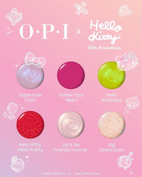 Explore the supercute world of @hellokitty! 🥰✨❤️💅💎 Be yourself in 6 cute as ever crèmes + shimmers inspired by Hello Kitty. 🎀 ✨Shop OPI and more at WELLASTORE.com . . . _____________________ #OPI #OPIObsessed #OPIxHelloKitty #OPIxPRESSION #HelloKitty50th Hello Kitty Opi, Hello Kitty Shop, Opi Colors, Hello Pretty, Cute Simple Nails, Nail Stuff, Polish Colors, Opi Nails, Pretty Stuff