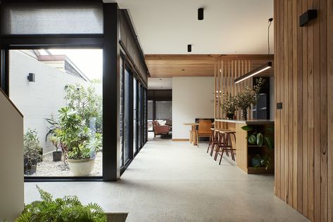 Room Architecture, Timber Screens, Outdoor Ponds, Timber Ceiling, Four Seasons Resort, Midcentury Home, Internal Courtyard, Narrow House, Mid Century Architecture