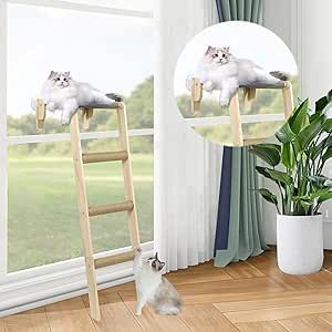 HOMBYS Cat Window Perch with Climbing Steps & Sisal Scratching Post Stairs for Indoor Cats Look Out Window, Cordless Cat Hammock Easy to Assemble, with 4 Suction Cups Senior Cats, Climbing Stairs, Cat Stairs, Cat Window Perch, Window Perch, Perfect View, Cat Window, Cat Hammock, Indoor Cats