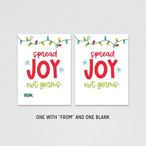 Spread Joy Not Germs Gift Tag INSTANT DOWNLOAD | Etsy Spread Joy Gift Ideas, Reading Charts, Joy Gifts, Valentine Candy, Dark Floral, Printer Paper, Spread Love, Gift Tag, Labels & Tags