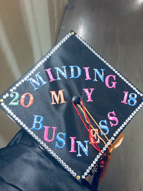 Graduation Cap Designs For Business Major, Grad Cap Ideas Business Major, Graduation Cap Ideas Business Major, Marketing Major Graduation Cap, Bachelors In Business Graduation Cap, Graduation Cap For Business Major, Business Major Cap Decoration, Grad Cap Business Major, Mba Grad Cap Ideas