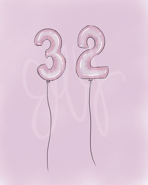 Never too old for birthday balloons! Getting ready for my 32nd birthday and my first Quarantined birthday. I've had a lot of time to draw and get creative! Excited to make these into cards too! Balloon Numbers Drawing, Ballon Drawing, Senior Jeans, 32nd Birthday, Foil Number Balloons, Number Drawing, 32 Birthday, Gift Inspo, 30th Birthday Parties