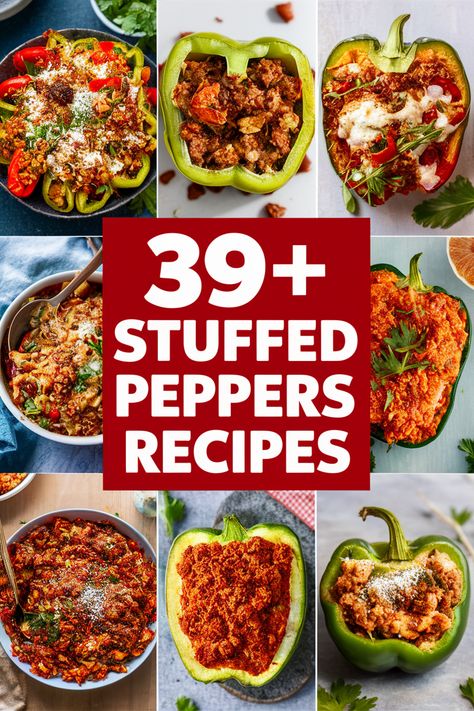 39+ Quick Stuffed Peppers Recipes That Will Make Dinner a Breeze and Delight Your Taste Buds!... Whip up easy stuffed peppers that are bursting with flavor and perfect for any dinner!... These tasty recipes include options for ground beef. quinoa. cheese. and veggies. Enjoy quick meals that please everyone at the table. Simple ingredients and fun flavors will make your taste buds dance!... Perfect for busy nights!... https://ostrali.com/foodr/stuffed-peppers-recipes We Stuffed Peppers, Stuffed Peppers Ideas, Sweet Potato Stuffed Peppers, Gluten Free Dairy Free Stuffed Peppers, Delish Stuffed Peppers, Spicy Stuffed Peppers, Southern Stuffed Bell Peppers, Stuffed Pepper Ideas, Healthy Stuffed Peppers Recipe