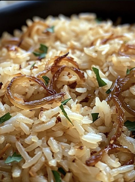 Golden Onion Butter Rice Hot Buttered Corn Rice, Veg And Rice Dishes, Yellow Curry Rice Recipes, Yellow Rice With Raisins, Things To Do With White Rice, Healthy Rice Casserole, Rice And Onion Recipe, Onion Butter Rice, Rice With Onions