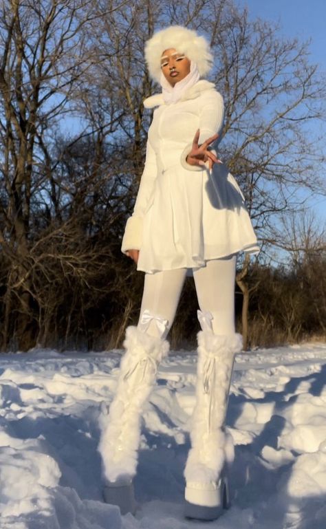 Demonia Boots Outfit, White Boots Outfit, Demonia Boots, Grunge Skirt, 21st Birthday Photoshoot, Kodak Black, Winter Girls, Girl Fits, Winter Fits