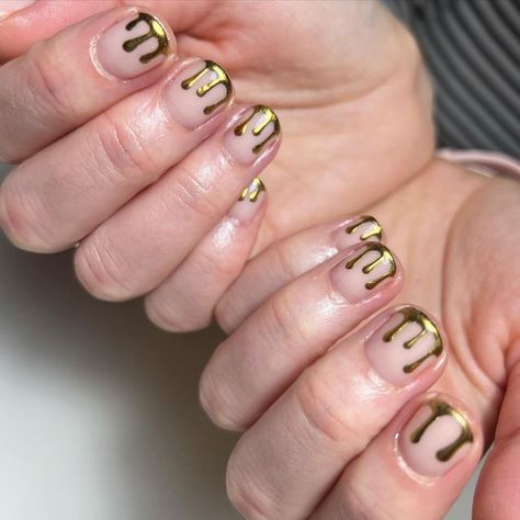 Gold Drip Nails, Drip Nail Art, Horror Nails, Molten Gold, Blood Drip, Gold Drip, Drip Nails, Gold Nails, Artist On Instagram