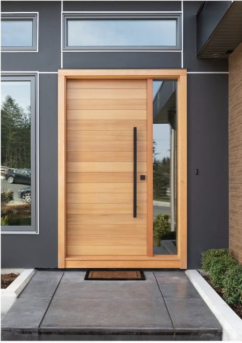 Scandinavian Front Door, Wooden Door Ideas, House Front Door Design, Modern Entrance Door, Modern Exterior Doors, Contemporary Front Doors, Classroom Doors, Front Door Design Wood, Contemporary House Exterior