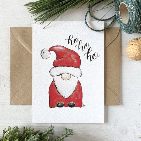 Santa Card, Watercolor Postcard, Christmas Doodles, Christmas Card Art, Homemade Christmas Cards, Watercolor Christmas Cards, Christmas Card Crafts, Diy Christmas Cards, Christmas Drawing