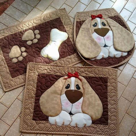 Appliqué Quilts, Mug Rug Patterns, Quilted Potholders, Dog Quilts, Place Mats Quilted, Animal Quilts, Quilt Baby, Quilted Table Runners, Patchwork Patterns