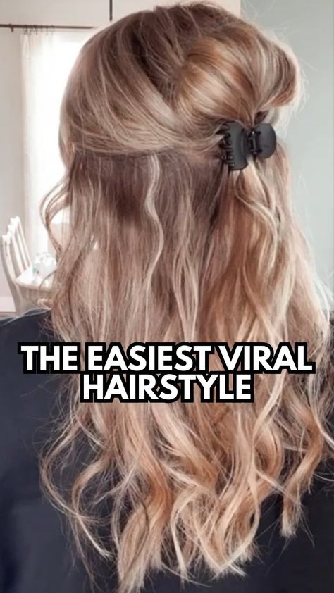 Easy Hair Tutorials | Hairstyles | Hair Growth | Save this viral claw clip hairstyle for fall! 💁🏼‍♀️ In case you’re new here, I’m Mandi! 👋🏻 Think of me as your virtual hair bestie, here... | Instagram Mini Claw Clip Hairstyles Long Hair, Half Up Claw Clip Hairstyles Short Hair, Half Up With Claw Clip, Half Up Half Down Clip Ins, Half Up Half Down Claw Clip Hairstyles, Claw Clip Half Up Half Down, Hair Claw Clip Hairstyles, Easy Hair Tutorials, Claw Clip Hairstyle