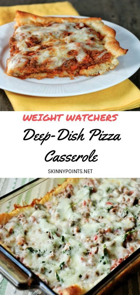 Weight Watchers Casserole Recipes, Ww Casserole, Weight Watcher Pizza Recipe, Deep Dish Pizza Casserole, Weight Watchers Diet Plan, Weight Watchers Pizza, Weight Watchers Casserole, Weight Watchers Meal Plans, Weight Watchers Recipes Desserts